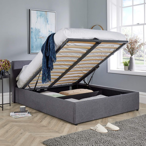 Home Source Endura End Lift Ottoman Grey Bedframe - Grey / Double by Home Source
