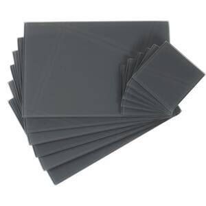 12pc Glass Rectangular Placemats and Square Coasters Set - Grey by Harbour Housewares