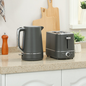 HOMCOM 1.7L Fast Boil Kettle and 2 Slice Toaster Set Defrost Reheat - Grey by HOMCOM