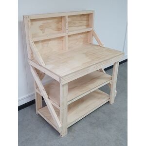 Plywood Top Workbench With Back Panel And Double Shelf by Arbor Garden Solutions