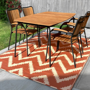 Patterned Outdoor Reversible Garden Rug - Mango Orange & Whisper White by Relsy