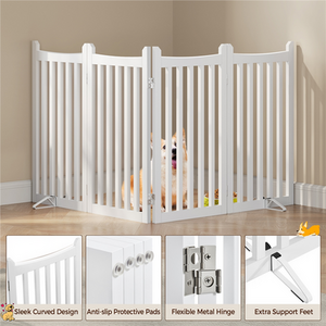 Yaheetech 4-Panel Foldable Wooden Dog Gate Pet Fence - White / 90.5cm by Yaheetech
