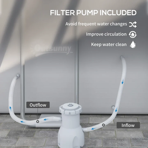 Rectangle Steel Frame Swimming Pool with Ladder and Pump - Grey by Furnico Living Ltd