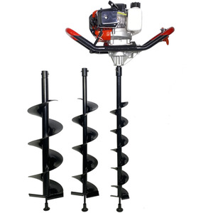 52cc Petrol Earth Auger Fence Post Hole Borer Ground Drill - Red by Miller And Mason
