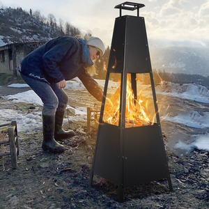 Pyramid Fire Pit Outdoor Heater - Black