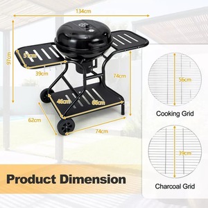 2 Layer Racks Charcoal Barbecue with Grill - Black by Wyld and Coco