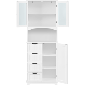 Freestanding Wooden Cupboard with Open Compartment - White by Yaheetech