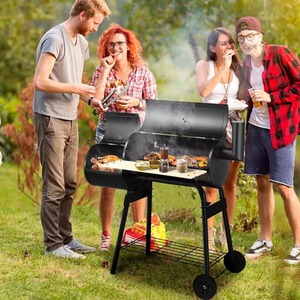 Outdoor Steel Charcoal Barbecue with Grill - Black by Wyld and Coco