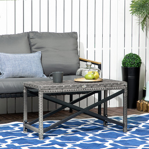 Outsunny Garden Coffee Table - Grey-'X' bar by Outsunny
