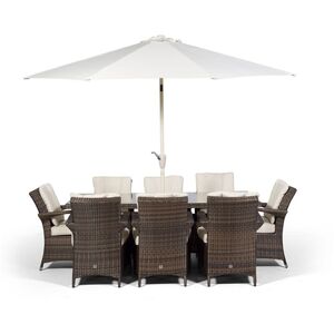 Arizona Square Rattan Patio Dining Set - Brown / 8 by Giardino