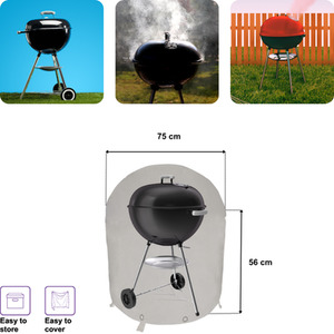 Heavy Duty Waterproof UV Outdoor BBQ Grill Protective Cover - Grey / Kettle by Home Source