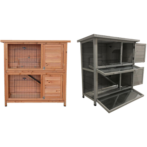 FSC Two Storey Pet Hutch with Tray - Light Brown by Charles Bentley