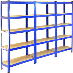 Monster Racking T-Rax Heavy Duty Shelving Units, Blue, 75cm W, 30cm D, Set of 6 - Blue by Monster Racking