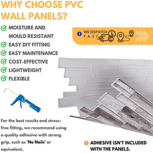 3D Wall Panels (96x48 cm) PVC Cladding Panel in Brick Effect by NOVECRAFTO