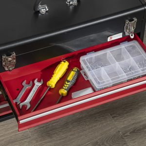 DURHAND Drawer Tool Chest Lockable Tool Box Ball Bearing Runners - Black, Red / 32cm by DURHAND
