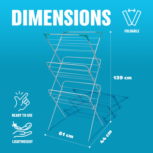 3 Tier Foldable Clothes Airer Laundry Drying Rack - White