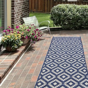 Navy Blue Recyclable Moroccan Weatherproof Outdoor Rug - Compass by The Rug Wholesaler