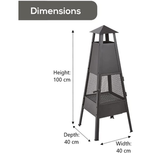 Large Metal Chiminea 100cm - Black by BillyOh