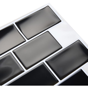 10Pcs Marble Effect Tile Stickers - Black by Livingandhome