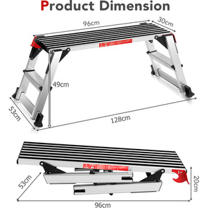 Foldable Step Bench Work Platform - Silver by Costway