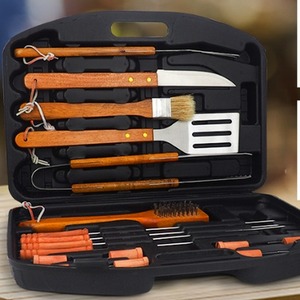 18 Pieces Stainless Steel Barbecue Equipment Kit - Orange