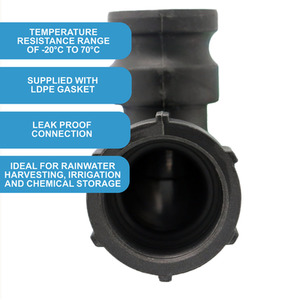 Camlock Adapter (2 inch) x BSP Female (2 Inch) 90-degree elbow - Black by DNA PACKAGING LTD