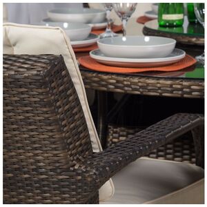 Arizona Round Rattan Patio Dining Set - Brown / 11 by Giardino