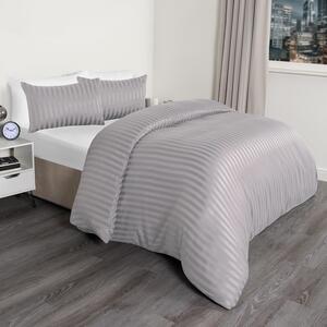 Satin Stripe Duvet Set - Silver / Super King by OHS
