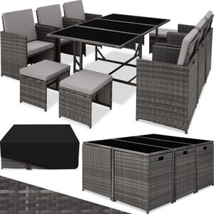 Malaga 641 Rattan Garden Furniture Set with Protective Cover by tectake