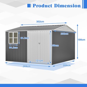 BIRCHTREE Garden Shed with Window - Grey / 10x10ft by BIRCHTREE