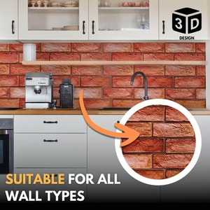 3D Wall Panels (96x48 cm) PVC Cladding Panel Reddish Brown Brick Effect by NOVECRAFTO