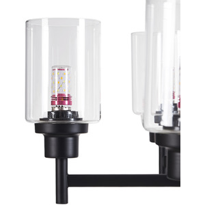 6-Light Chandelier with Glass Lampshade - Black by Livingandhome