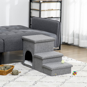 PawHut Dog Steps for Bed Pet Ramp for Sofa with Washable Cushion - Grey by PawHut