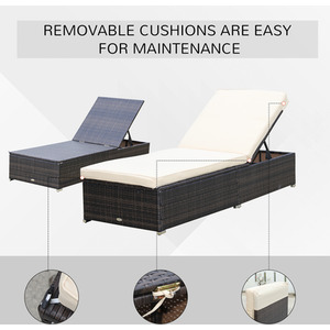 Outsunny Wicker Rattan Sun Lounger Set - Brown by Outsunny