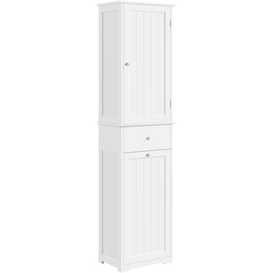 Freestanding Tall Bathroom Cabinet with Laundry Basket - White by Yaheetech