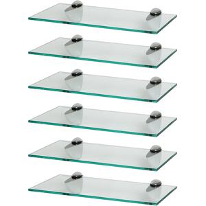 Floating Glass Bathroom Wall Shelves - 40cm - Chrome / 6 by Harbour Housewares