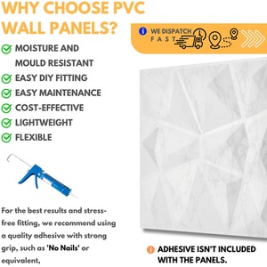 3D Wall Panels (50x50 cm) PVC Cladding Panel in Diamond Design by NOVECRAFTO