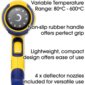 2000W Variable Temp Control Hot Air Gun - Yellow by Skotek