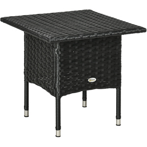 Outsunny All Hand Woven PE Rattan Outdoor Coffee Table - Black by Outsunny