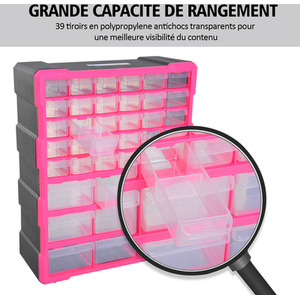 DURHAND 39 Drawers Organiser Storage Cabinet - Rose Red by DURHAND