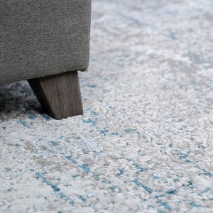Blue Grey Distressed Tweed Effect Area Rug by The Rug House