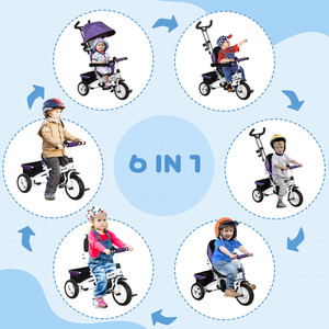 HOMCOM 6 in 1 Kids Trike Push Bike for 1-5 Years - Purple by HOMCOM
