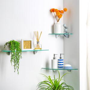 Floating Glass Bathroom Wall Shelves - 60cm - Chrome / 6 by Harbour Housewares