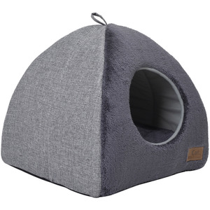 Kidkid Dog House Triangular Pet Bed with Soft Plush - Dark Grey by Kidkid