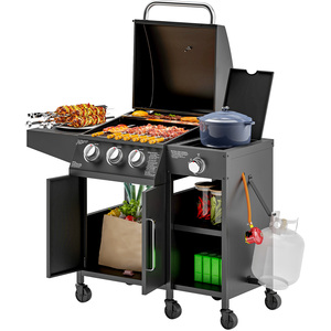 31 Burner Gas BBQ Grill with Cabinet and Shelves - Black by Outsunny