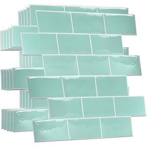 Metro Subway 3D Stick on Tile Sticker - Green by Walplus
