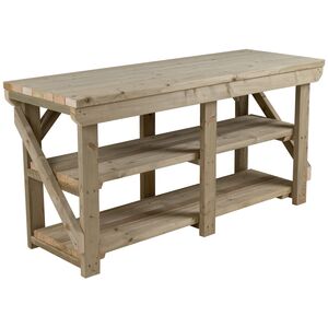 IndoorOutdoor Wooden Workbench With Double Shelf by Arbor Garden Solutions