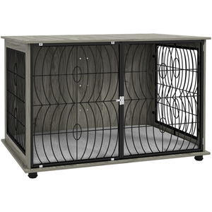 PawHut Dog Crate Furniture for Large Dogs with Plush Cushion - Grey / 75cm by PawHut