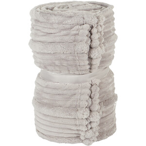 Brooklyn Plush Ribbed Throw - Silver