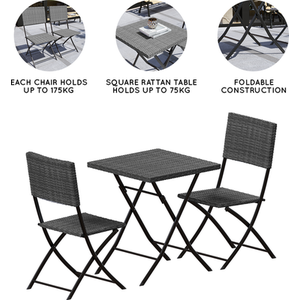 Capri 2 Seater Rattan Bistro Set - Grey by Vida Designs